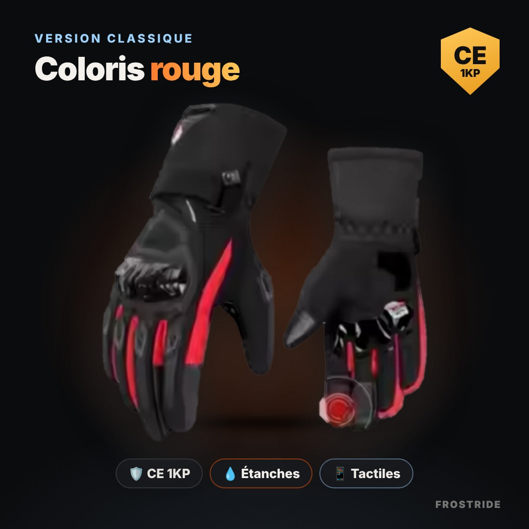 Gants moto hiver – version Classique, coloris rouge
