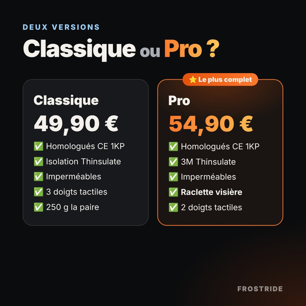 Prix et équipements des versions Classique et Pro